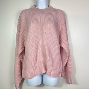 Oversized Pink Mock Neck Knit Sweater